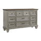 Giny Dresser | 65" | 9 Drawers | Brown and Antique Gray Acacia Wood