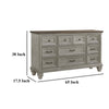 Giny Dresser | 65’’ | 9 Drawers | Brown and Antique Gray Acacia Wood BM335833