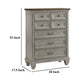 Giny Tall Dresser Chest | 5 Drawers | Brown Antique Gray Acacia Wood BM335834