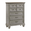 Giny Tall Dresser Chest | 5 Drawers | Brown Antique Gray Acacia Wood
