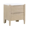 Maty Nightstand | 2 Drawers | White Marble Top Light Oak Brown Ceruse