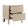 Maty Nightstand | 2 Drawers | White Marble Top Light Oak Brown Ceruse BM335835