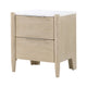 Maty Nightstand | 2 Drawers | White Marble Top Light Oak Brown Ceruse BM335835