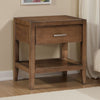Evi Nightstand | 1 Drawer w Lower Open Shelf | Brushed Rich Brown Wood