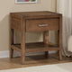 Evi Nightstand | 1 Drawer w Lower Open Shelf | Brushed Rich Brown Wood