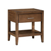 Evi Nightstand | 1 Drawer w Lower Open Shelf | Brushed Rich Brown Wood