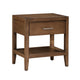Evi Nightstand | 1 Drawer w Lower Open Shelf | Brushed Rich Brown Wood