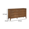 Evi Dresser | 60’’ | 6 Drawers | Brushed Rich Brown Wood | Brass Pulls BM335839
