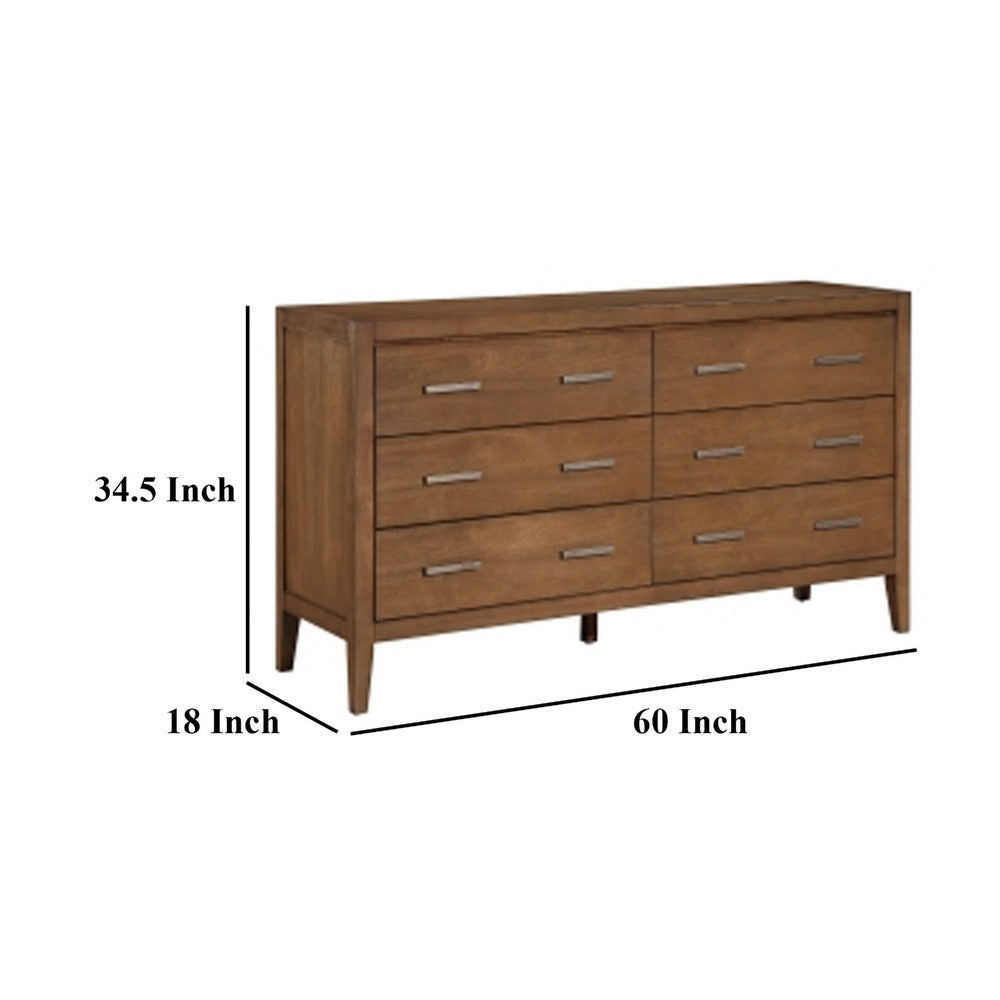 Evi Dresser | 60’’ | 6 Drawers | Brushed Rich Brown Wood | Brass Pulls BM335839