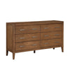 Evi Dresser | 60" | 6 Drawers | Brushed Rich Brown Wood | Brass Pulls