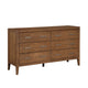 Evi Dresser | 60" | 6 Drawers | Brushed Rich Brown Wood | Brass Pulls
