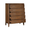 Evi Tall Dresser Chest | 5 Drawers | Brushed Rich Brown | Brass Pulls BM335840