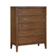 Evi Tall Dresser Chest | 5 Drawers | Brushed Rich Brown | Brass Pulls