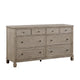 Cely Dresser | 66" | 8 Drawers | Gray Oak Veneer | Nickel Tone Knobs
