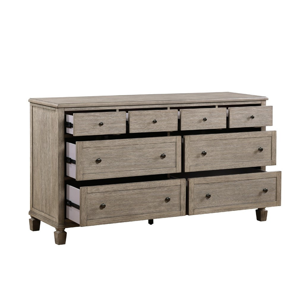 Cely Dresser | 66’’ | 8 Drawers | Gray Oak Veneer | Nickel Tone Knobs BM335842