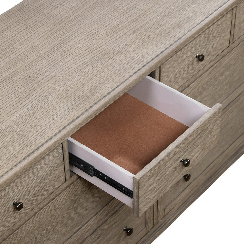 Cely Dresser | 66’’ | 8 Drawers | Gray Oak Veneer | Nickel Tone Knobs BM335842