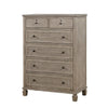 Cely Tall Dresser Chest | Gray Oak Wood | 6 Drawers Nickel Tone Knobs BM335843