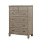Cely Tall Dresser Chest | Gray Oak Wood | 6 Drawers Nickel Tone Knobs BM335843