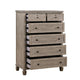 Cely Tall Dresser Chest | Gray Oak Wood | 6 Drawers Nickel Tone Knobs BM335843