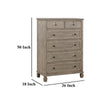 Cely Tall Dresser Chest | Gray Oak Wood | 6 Drawers Nickel Tone Knobs BM335843