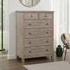 Cely Tall Dresser Chest | Gray Oak Wood | 6 Drawers Nickel Tone Knobs