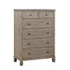 Cely Tall Dresser Chest | Gray Oak Wood | 6 Drawers Nickel Tone Knobs