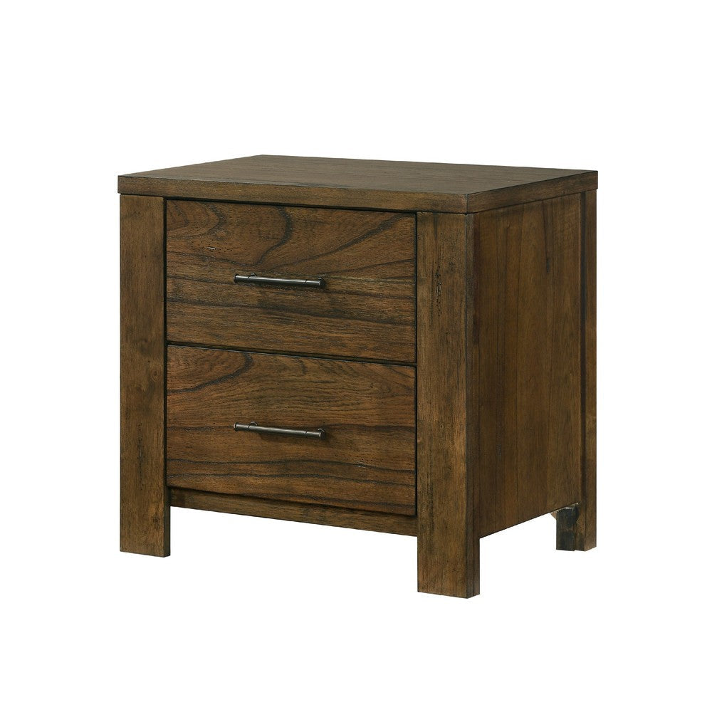 Suli Nightstand | 2 Drawers Metal Handles | Brown Mindy Veneer | 26’’ BM335844