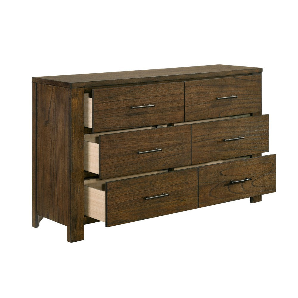Suli 59’’ Wide Dresser | 6 Drawers Metal Handles | Brown Mindy Veneer BM335845