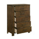 Suli Tall Dresser Chest | 5 Drawers Metal Handles | Brown Mindy Veneer BM335846