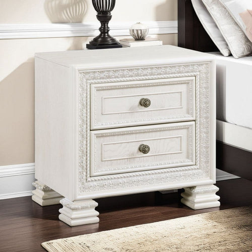 Rotu Nightstand | 2 Drawers Rope Molding | White Ash Veneer | 28"