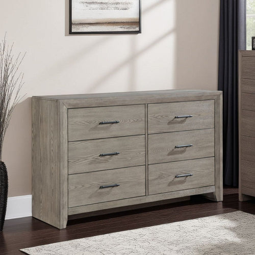 Laso Tall Dresser Chest | 5 Drawers w Metal Handles | Gray Acacia Wood