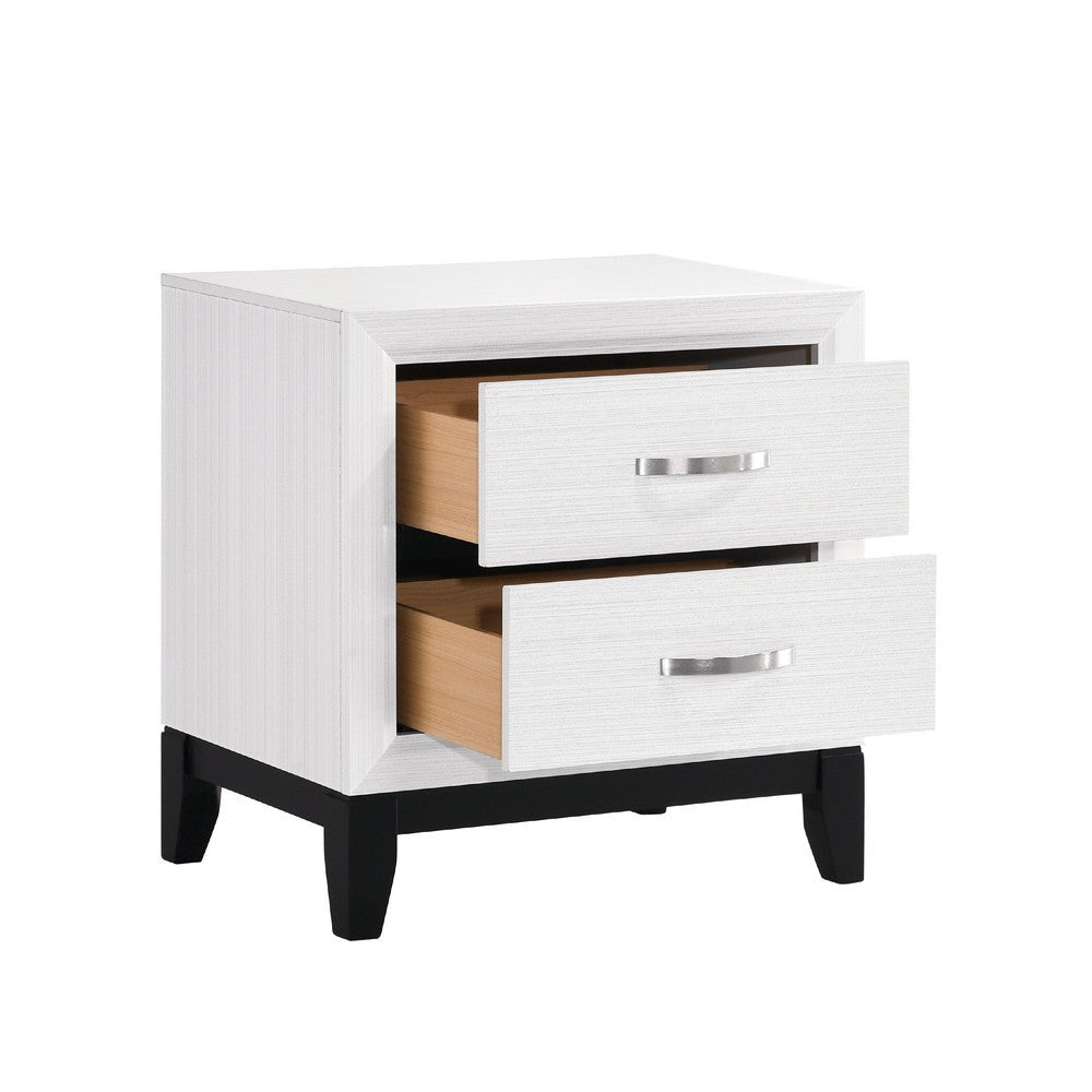 Ameya Nightstand | 2 Drawers w Chrome Handles | White and Black | 25’’ BM335853