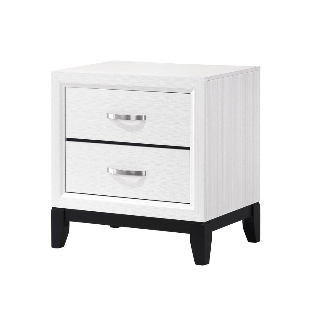Ameya Nightstand | 2 Drawers w Chrome Handles | White and Black | 25’’ BM335853