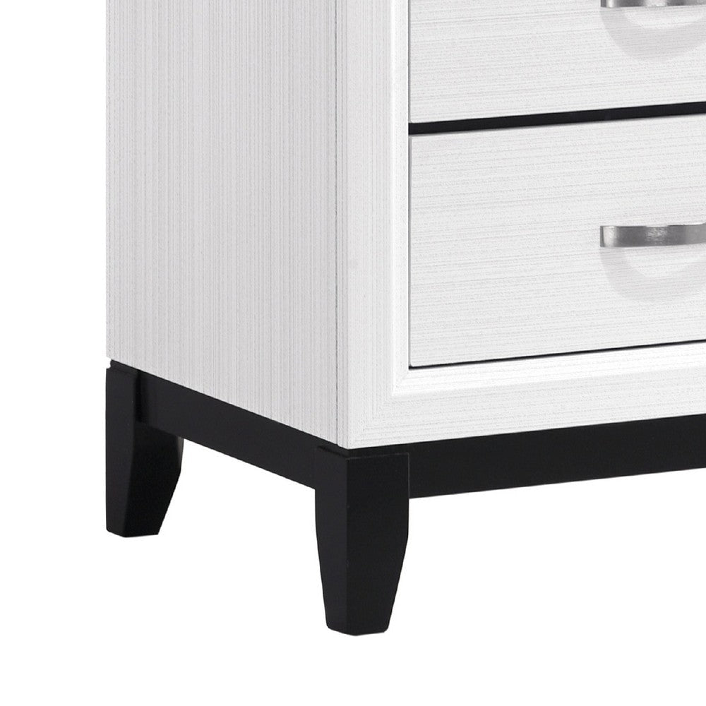 Ameya Nightstand | 2 Drawers w Chrome Handles | White and Black | 25’’ BM335853