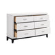 Ameya 58 Inch Wide Dresser | 6 Drawer w Chrome Handles | White n Black BM335854