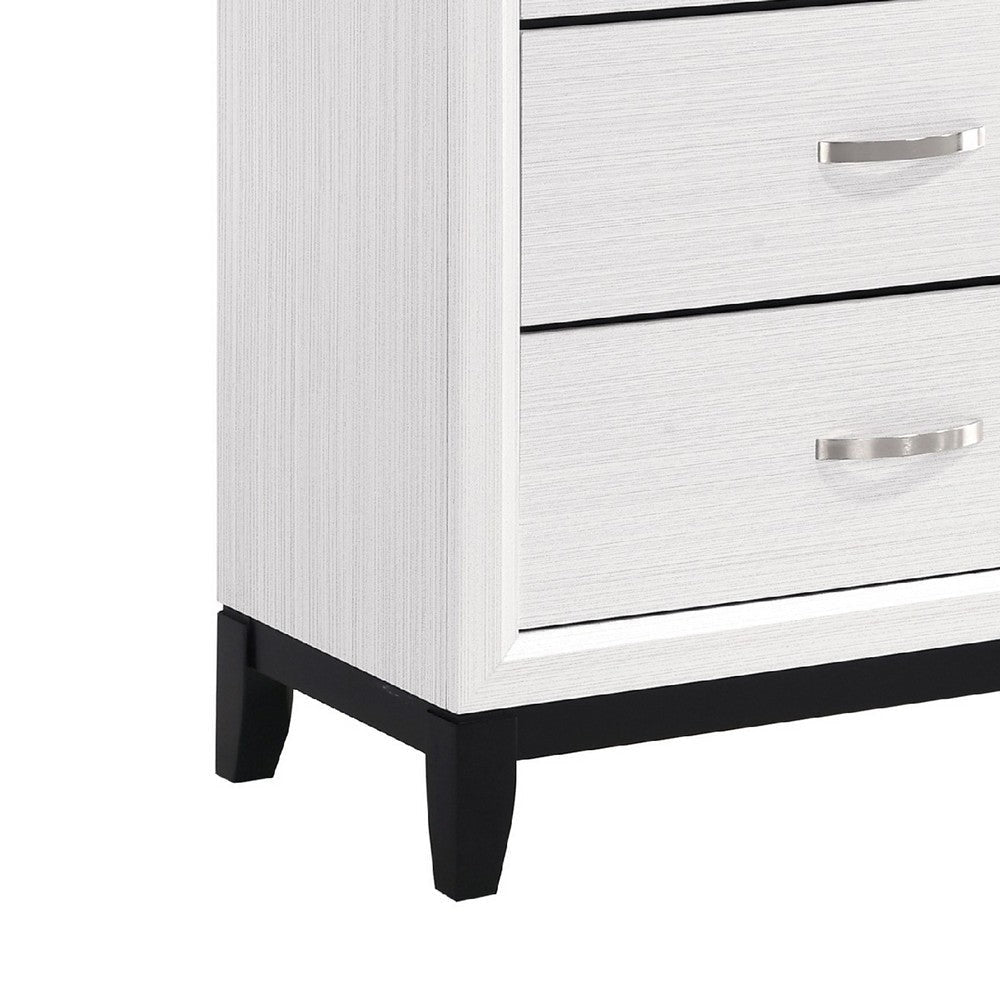 Ameya 58 Inch Wide Dresser | 6 Drawer w Chrome Handles | White n Black BM335854