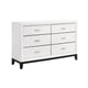 Ameya 58 Inch Wide Dresser | 6 Drawer w Chrome Handles | White n Black