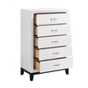 Ameya Tall Dresser Chest | 5 Drawers Chrome Handles | White and Black BM335855