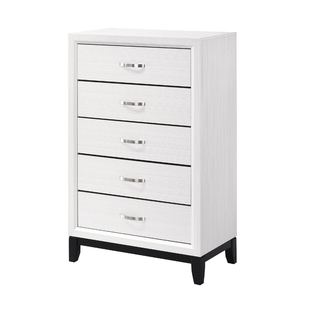 Ameya Tall Dresser Chest | 5 Drawers Chrome Handles | White and Black BM335855