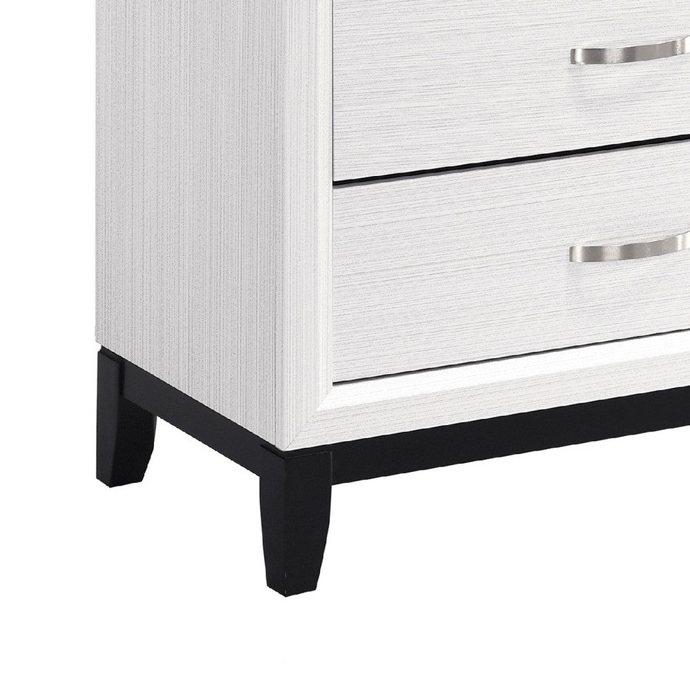 Ameya Tall Dresser Chest | 5 Drawers Chrome Handles | White and Black BM335855
