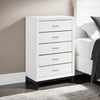 Ameya Tall Dresser Chest | 5 Drawers Chrome Handles | White and Black
