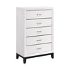 Ameya Tall Dresser Chest | 5 Drawers Chrome Handles | White and Black