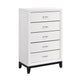 Ameya Tall Dresser Chest | 5 Drawers Chrome Handles | White and Black