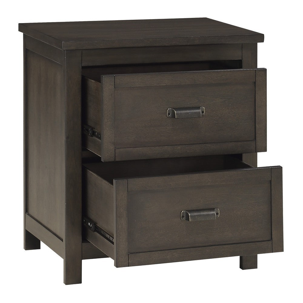 Bron Nightstand | 2 Drawers | Dark Cherry Brown Birch Veneer | 28’’ BM335856