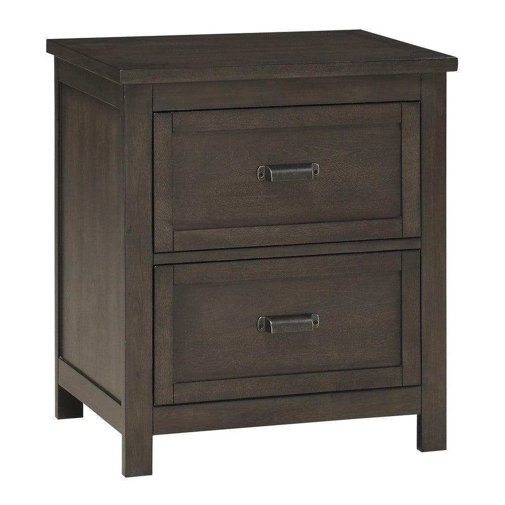 Bron Nightstand | 2 Drawers | Dark Cherry Brown Birch Veneer | 28"
