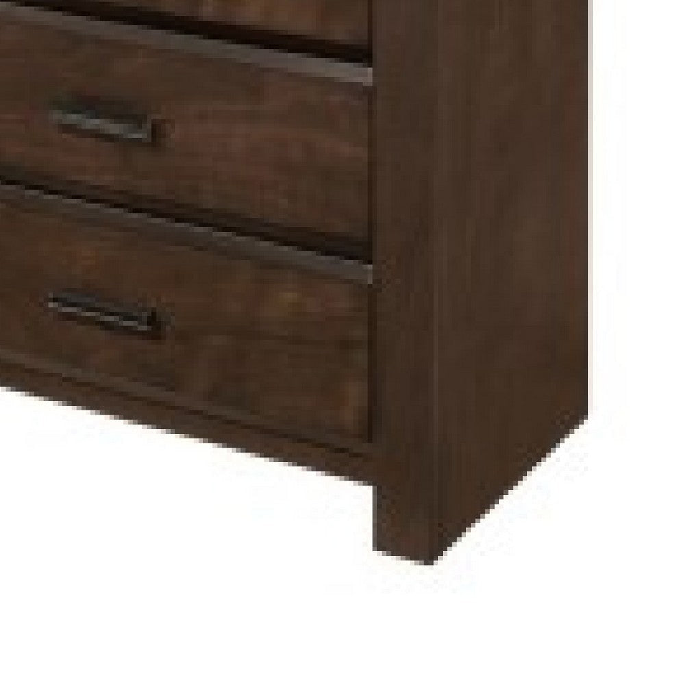 Rawn Tall Dresser Chest | 5 Drawers Metal Handles | Brown Okume Veneer BM335858