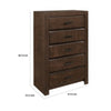 Rawn Tall Dresser Chest | 5 Drawers Metal Handles | Brown Okume Veneer BM335858