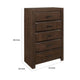 Rawn Tall Dresser Chest | 5 Drawers Metal Handles | Brown Okume Veneer BM335858