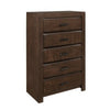 Rawn Tall Dresser Chest | 5 Drawers Metal Handles | Brown Okume Veneer