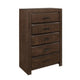 Rawn Tall Dresser Chest | 5 Drawers Metal Handles | Brown Okume Veneer